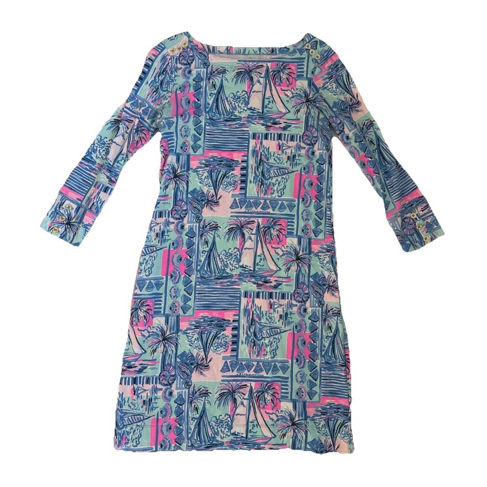Lilly Pulitzer UPF 50+ Sophie Dress Whisper Blue Yeah Buoy Size XS